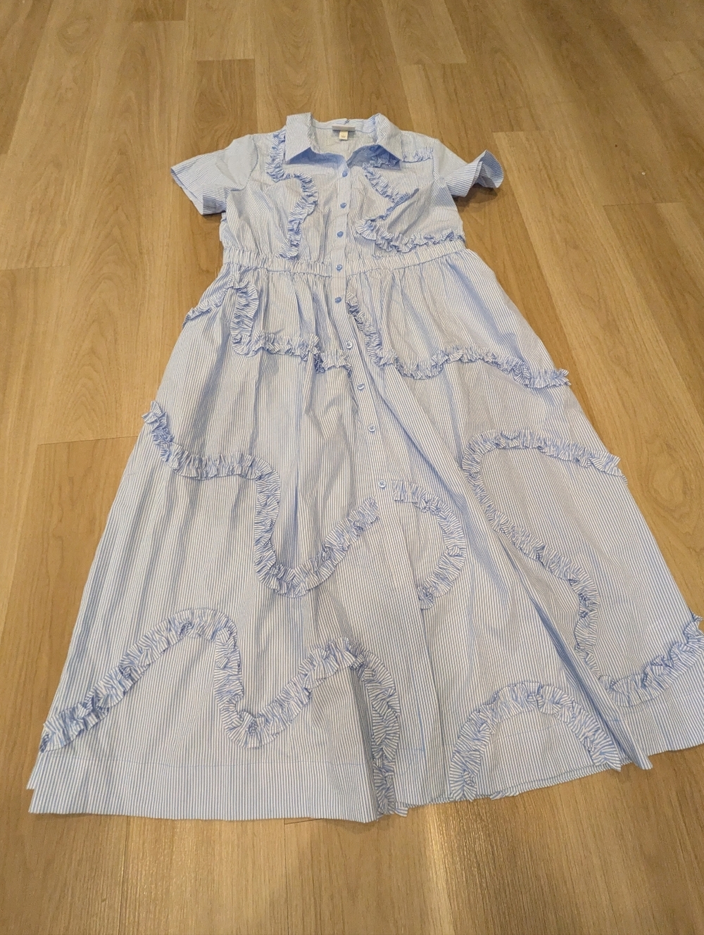 Kate Spade Blue Striped Textured Dress Size L